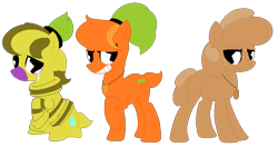 Size: 782x413 | Tagged: safe, artist:eggi-myst3ry, artist:selenaede, base used, species:earth pony, species:pony, carrot, crossover, cuphead, food, grin, moe tato, onion, pacman eyes, potato, psycarrot, raised hoof, simple background, smiling, studio mdhr, the root pack, transparent background, weepy