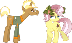 Size: 1703x1024 | Tagged: safe, artist:cloudyglow, artist:digimonlover101, edit, character:trenderhoof, character:vignette valencia, species:earth pony, species:pony, species:unicorn, episode:simple ways, equestria girls:rollercoaster of friendship, g4, my little pony: equestria girls, my little pony: friendship is magic, my little pony:equestria girls, absurd resolution, beauty mark, clothing, equestria girls ponified, female, flirting, glasses, holly, lidded eyes, male, ponified, raised hoof, shipping, simple background, smiling, stallion, straight, transparent background, trenette, vector, vignette valencia