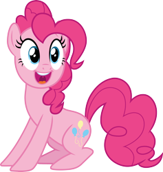 Size: 3000x3170 | Tagged: safe, artist:cloudyglow, character:pinkie pie, species:earth pony, species:pony, episode:not asking for trouble, g4, my little pony: friendship is magic, .ai available, cute, diapinkes, female, mare, open mouth, simple background, smiling, solo, transparent background, vector