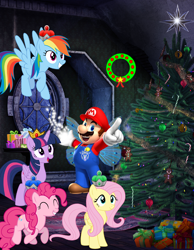 Size: 1948x2514 | Tagged: safe, artist:aethon056, artist:luckreza8, artist:selenaede, artist:user15432, character:fluttershy, character:gingerbread, character:pinkie pie, character:rainbow dash, character:twilight sparkle, character:twilight sparkle (alicorn), species:alicorn, species:pony, amulet, candy, candy cane, christmas, christmas lights, christmas ornament, christmas ponies, christmas presents, christmas star, christmas tree, christmas wreath, cookie, crossover, crown, decoration, fairy, fairy wings, food, gingerbread man, hasbro, hasbro studios, holiday, jewelry, lights, magic, magic aura, magic of christmas, maridash, mario, mariopie, marioshy, necklace, nintendo, ornament, ornaments, present, regalia, royal stickers, stars, super mario bros., super smash bros., tree, wings, wreath