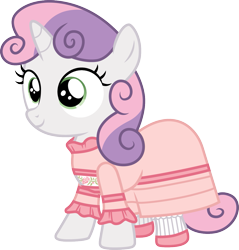 Size: 1145x1200 | Tagged: safe, artist:cloudyglow, character:sweetie belle, species:pony, species:unicorn, american girls, clothing, dress, female, filly, simple background, smiling, solo, transparent background