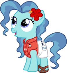 Size: 1107x1200 | Tagged: safe, artist:cloudyglow, character:petunia paleo, species:earth pony, species:pony, g4, american girls, clothing, cute, female, filly, flower, flower in hair, foal, open mouth, petuniabetes, simple background, smiling, solo, standing, transparent background