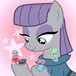 Size: 1000x1000 | Tagged: safe, artist:cloudyglow, character:boulder, character:maud pie, species:earth pony, species:pony, episode:rock solid friendship, g4, my little pony: friendship is magic, clothing, crossover, cute, dress, female, mare, maudabetes, pebbles, pebbles (steven universe), rock, smiling, stars, steven universe, weapons-grade cute