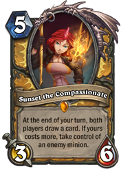 Size: 400x569 | Tagged: safe, artist:atryl, character:sunset shimmer, breasts, busty sunset shimmer, card, fantasy class, female, hearthstone, knight, legendary, paladin, quest for harmony, trading card, trading card game, warcraft, warrior