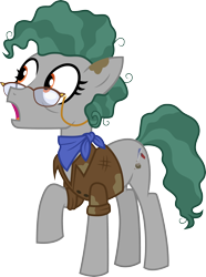 Size: 3000x4023 | Tagged: safe, artist:cloudyglow, character:professor fossil, species:earth pony, species:pony, episode:a rockhoof and a hard place, g4, my little pony: friendship is magic, .ai available, clothing, female, mare, open mouth, professor fossil, raised hoof, simple background, solo, transparent background, vector