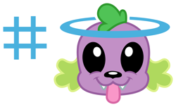 Size: 4926x3000 | Tagged: safe, artist:cloudyglow, character:spike, character:spike (dog), species:dog, episode:reboxing with spike!, g4, my little pony: equestria girls, my little pony:equestria girls, spoiler:eqg series (season 2), black sclera, cute, emoji, halo, hashtag, simple background, spikabetes, tongue out, transparent background, vector