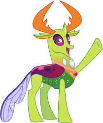 Size: 3000x3585 | Tagged: safe, artist:cloudyglow, character:thorax, species:changeling, species:reformed changeling, episode:celestial advice, g4, my little pony: friendship is magic, .ai available, cute, equestrian pink heart of courage, high res, male, open mouth, simple background, solo, thorabetes, transparent background, vector, waving