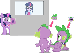 Size: 1459x1062 | Tagged: safe, artist:aqua-pony, artist:cloudyglow, artist:eipred, artist:flutterflyraptor, artist:red4567, edit, editor:slayerbvc, character:spike, character:spike (dog), character:twilight sparkle, character:twilight sparkle (alicorn), character:twilight sparkle (scitwi), species:alicorn, species:dog, species:dragon, species:eqg human, species:pony, episode:reboxing with spike!, g4, my little pony: equestria girls, my little pony:equestria girls, spoiler:eqg series (season 2), accessory swap, accessory-less edit, away from viewer, bipedal, cellphone, collar, doggy dragondox, dragon dog spike, emoji, experiment, human ponidox, magic, male, missing accessory, phone, pointy ponies, ponidox, self ponidox, smartphone, species swap, spike the dog, spike's dog collar, square crossover, vector, vector edit, wall