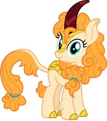 Size: 1329x1500 | Tagged: safe, artist:cloudyglow, character:pear butter, species:kirin, episode:the perfect pear, g4, my little pony: friendship is magic, cloven hooves, colored hooves, cute, female, freckles, kirin-ified, looking at you, pearabetes, simple background, smiling, solo, species swap, transparent background, vector