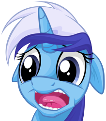 Size: 3000x3420 | Tagged: safe, artist:mysticalpha, artist:the smiling pony, character:minuette, species:pony, species:unicorn, female, floppy ears, high res, horrified, mare, open mouth, reaction image, shocked, simple background, solo, transparent background
