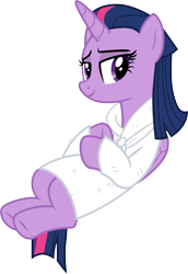 Size: 3000x4353 | Tagged: safe, artist:cloudyglow, character:twilight sparkle, character:twilight sparkle (alicorn), species:alicorn, species:pony, episode:rarity's biggest fan, alternate hairstyle, bathrobe, clothing, female, robe, simple background, solo, transparent background, vector