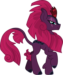 Size: 1265x1500 | Tagged: safe, artist:cloudyglow, character:tempest shadow, species:kirin, episode:sounds of silence, g4, my little pony: friendship is magic, broken horn, eye scar, female, horn, kirin tempest shadow, kirin-ified, quadrupedal, scar, simple background, smiling, solo, species swap, transparent background, vector