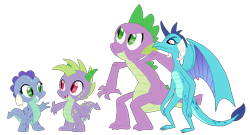 Size: 846x458 | Tagged: safe, artist:camomiie, artist:selenaede, base used, character:princess ember, character:spike, parent:princess ember, parent:spike, parents:emberspike, species:dragon, ship:emberspike, dragoness, family, female, male, offspring, shipping, simple background, straight, trace, white background