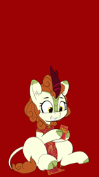 Size: 1080x1920 | Tagged: safe, artist:pabbley, edit, character:autumn blaze, species:kirin, episode:sounds of silence, g4, my little pony: friendship is magic, awwtumn blaze, chinese new year, clothing, cute, dress, female, hoof hold, phone wallpaper, red background, red envelope, simple background, smiling, solo, transparent background, wallpaper