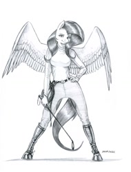 Size: 1000x1313 | Tagged: safe, artist:baron engel, character:fluttershy, species:anthro, species:unguligrade anthro, badass, boots, clothing, description at source, female, flutterbadass, grayscale, lasso, looking at you, monochrome, pencil drawing, riding crop, rope, shoes, simple background, solo, story in the source, traditional art, whip, white background