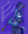 Size: 839x1000 | Tagged: safe, artist:atryl, character:minuette, species:anthro, species:unicorn, g4, brushie, brushie brushie, ear fluff, female, mare, purple background, simple background, smiling, solo, text, three quarter view, toothbrush