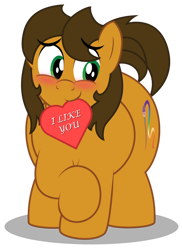Size: 1024x1404 | Tagged: safe, artist:aleximusprime, oc, oc:alex the chubby pony, species:pony, episode:hearts and hooves day, g4, my little pony: friendship is magic, bashful, blushing, chubby, cute, heart, holiday, ocbetes, shy, solo, valentine, valentine's day