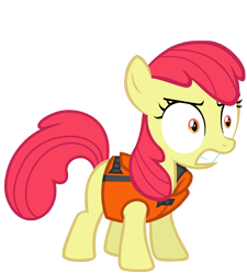Size: 2100x2338 | Tagged: safe, artist:cloudyglow, edit, editor:slayerbvc, character:apple bloom, species:earth pony, species:pony, episode:pinkie apple pie, g4, my little pony: friendship is magic, accessory-less edit, angry, female, filly, gritted teeth, lifejacket, missing accessory, simple background, solo, transparent background, vector, vector edit