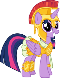 Size: 3000x3927 | Tagged: safe, artist:cloudyglow, character:twilight sparkle, character:twilight sparkle (alicorn), species:alicorn, species:pony, .ai available, armor, athena sparkle, costume, female, helmet, mare, simple background, solo, transparent background, vector