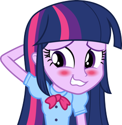 Size: 3000x3088 | Tagged: safe, artist:cloudyglow, character:twilight sparkle, character:twilight sparkle (alicorn), equestria girls:equestria girls, g4, my little pony: equestria girls, my little pony:equestria girls, .ai available, arm behind head, blushing, clothing, cute, female, high res, simple background, solo, transparent background, twiabetes, vector