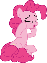 Size: 3000x4024 | Tagged: safe, artist:cloudyglow, character:pinkie pie, species:earth pony, species:pony, episode:the maud couple, g4, my little pony: friendship is magic, .ai available, excited, eyes closed, female, mare, open mouth, simple background, sitting, solo, squee, transparent background, vector