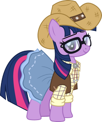Size: 1255x1500 | Tagged: safe, artist:cloudyglow, character:twilight sparkle, character:twilight sparkle (scitwi), species:pony, species:unicorn, episode:five to nine, equestria girls:dance magic, g4, my little pony: equestria girls, my little pony:equestria girls, spoiler:eqg specials, clothing, cowboy hat, cowgirl, cowgirl outfit, equestria girls ponified, female, hat, ponified, solo, stetson, unicorn sci-twi