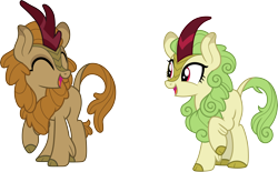 Size: 4851x3000 | Tagged: safe, artist:cloudyglow, character:fern flare, character:spring glow, species:kirin, episode:sounds of silence, g4, my little pony: friendship is magic, .ai available, eyes closed, female, simple background, smiling, transparent background, vector