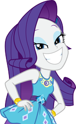 Size: 3000x4903 | Tagged: safe, artist:cloudyglow, character:rarity, episode:street chic, g4, my little pony: equestria girls, my little pony:equestria girls, spoiler:eqg series (season 2), big smile, clothing, cute, epic smile, eyeshadow, faec, female, geode of shielding, grin, hands on hip, lidded eyes, looking at you, magical geodes, makeup, rarara, raribetes, shit eating grin, simple background, smiling, smug, solo, transparent background, vector