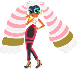 Size: 607x544 | Tagged: safe, artist:selenaede, artist:user15432, base used, species:human, my little pony:equestria girls, arms, arms (video game), barely eqg related, bracelet, clothing, crossover, ear piercing, earring, equestria girls style, equestria girls-ified, high heels, jewelry, nintendo, piercing, pigtails, shoes, twintelle