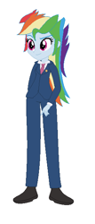 Size: 268x628 | Tagged: safe, artist:fjessemcsm, artist:selenaede, base used, character:rainbow dash, species:human, my little pony:equestria girls, ace attorney, alternate hairstyle, barely eqg related, capcom, clothing, crossover, necktie, phoenix wright, shoes, suit