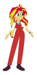Size: 306x624 | Tagged: safe, artist:fjessemcsm, artist:selenaede, base used, character:sunset shimmer, species:human, my little pony:equestria girls, ace attorney, alternate hairstyle, apollo justice, barely eqg related, capcom, clothing, crossover, necktie, shoes, suit, vest, waistcoat, watch, wristwatch