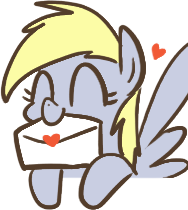 Size: 188x210 | Tagged: safe, artist:egophiliac, character:derpy hooves, species:pegasus, species:pony, eyes closed, female, heart, letter, love letter, mare, mouth hold, simple background, transparent background