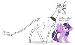Size: 1500x900 | Tagged: safe, artist:dm29, character:twilight sparkle, character:twilight sparkle (alicorn), species:alicorn, species:pony, species:unicorn, commission, crossover, dialogue, duo, female, grenade, hooves of death, leonine tail, long legs, mare, raised hoof, scar, sergeant glitter, simple background, size difference, transparent background