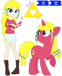 Size: 436x536 | Tagged: safe, artist:ayang888, artist:selenaede, base used, species:human, species:pony, species:unicorn, my little pony:equestria girls, book, boots, clothing, crossover, equestria girls style, equestria girls-ified, high heel boots, high heels, hylian, nintendo, ponified, princess zelda, shoes, super smash bros., the legend of zelda, the legend of zelda: skyward sword