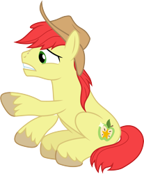 Size: 3000x3618 | Tagged: safe, artist:cloudyglow, artist:dashiesparkle, character:bright mac, species:earth pony, species:pony, episode:the perfect pear, g4, my little pony: friendship is magic, .ai available, clothing, cowboy hat, hat, high res, male, raised hoof, simple background, solo, stallion, stetson, transparent background, vector