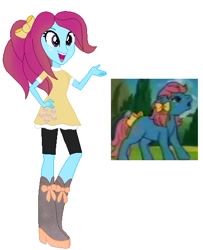 Size: 441x543 | Tagged: safe, artist:selenaede, artist:xfaithyhedgefoxx, base used, character:bowtie (g1), species:human, g1, my little pony:equestria girls, barely eqg related, boots, bow, bow tie, clothing, equestria girls style, equestria girls-ified, g1 to equestria girls, generation leap, hair bow, high heel boots, high heels, shoes