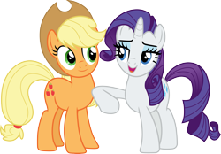 Size: 4305x3000 | Tagged: safe, artist:cloudyglow, character:applejack, character:rarity, species:pony, episode:the mane attraction, g4, my little pony: friendship is magic, simple background, vector