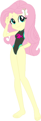 Size: 189x547 | Tagged: safe, artist:selenaede, artist:wolf, base used, character:fluttershy, equestria girls:forgotten friendship, g4, my little pony: equestria girls, my little pony:equestria girls, barefoot, clothing, feet, hairpin, one-piece swimsuit, sleeveless, swimsuit, swimsuit edit