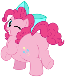 Size: 1920x2275 | Tagged: safe, artist:aleximusprime, character:pinkie pie, species:earth pony, species:pony, balloonbutt, bow, butt, cute, diapinkes, fat, female, hair bow, looking back, mare, older pinkie pie, one eye closed, plot, plump, pudgy pie, simple background, smiling, solo, thick, transparent background, wink