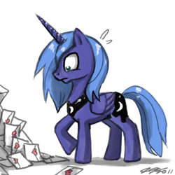 Size: 900x900 | Tagged: safe, artist:johnjoseco, character:princess luna, species:alicorn, species:pony, female, letter, love letter, mail, mare, pile, s1 luna, solo
