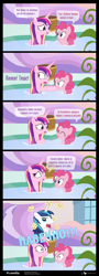 Size: 1000x2780 | Tagged: safe, artist:dm29, edit, character:pinkie pie, character:princess cadance, character:shining armor, species:pony, episode:the one where pinkie pie knows, g4, my little pony: friendship is magic, comic, cyrillic, forever, open mouth, pinkie promise, puffy cheeks, russian, smiling, translation, wide eyes