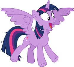 Size: 3316x3000 | Tagged: safe, artist:cloudyglow, artist:yanoda, character:twilight sparkle, character:twilight sparkle (alicorn), species:alicorn, species:pony, episode:best gift ever, g4, my little pony: friendship is magic, .ai available, excited, female, high res, mare, open mouth, simple background, transparent background, vector