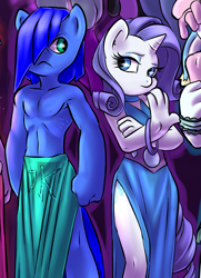 Size: 1321x1824 | Tagged: safe, artist:atryl, character:rarity, oc, oc:agua, species:anthro, anthro oc, bracelet, water
