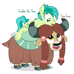 Size: 900x900 | Tagged: safe, artist:dm29, character:sandbar, character:yona, species:earth pony, species:pony, species:yak, ship:yonabar, cute, female, interspecies, male, ponies riding yaks, sandabetes, shipping, simple background, straight, transparent background, yonadorable
