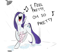 Size: 900x800 | Tagged: safe, artist:glacierclear, edit, character:rarity, species:pony, species:unicorn, /mlp/, color edit, colored, female, i feel pretty, mare, shower, singing, solo, west side story, wet, wet mane, wet mane rarity