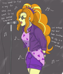 Size: 2952x3425 | Tagged: safe, artist:sumin6301, character:adagio dazzle, episode:find the magic, g4, my little pony: equestria girls, my little pony:equestria girls, spoiler:eqg series (season 2), female, glasses, microphone, music notes, oasis (band), singing, solo, song, song reference, sunglasses, supersonic