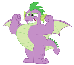 Size: 4217x3731 | Tagged: safe, artist:aleximusprime, character:spike, species:dragon, adult, adult spike, chubby, flexing, male, older, older spike, simple background, solo, transparent background, vector, winged spike