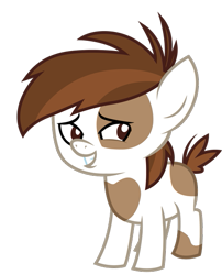 Size: 439x543 | Tagged: safe, artist:cloudyglow, character:pipsqueak, species:earth pony, species:pony, colt, cute, foal, looking back, male, simple background, smiling, solo, squeakabetes, transparent background, vector