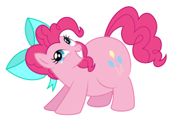 Size: 3642x2540 | Tagged: safe, artist:aleximusprime, edit, character:pinkie pie, species:pony, bow, chubbie pie, chubby, cute, diapinkes, fat, female, flurry heart's story, future, happy, older, plump, pudgy pie, showing teeth, simple background, smiling, solo, transparent background, vector, vector edit