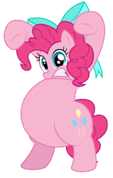 Size: 2267x3566 | Tagged: safe, artist:aleximusprime, character:pinkie pie, species:earth pony, species:pony, belly, big belly, bipedal, bow, chubbie pie, chubby, evil enchantress song, fat, female, flurry heart's story, future, gritted teeth, hair bow, older, plump, pudgy pie, showing teeth, simple background, so watch out, solo, transparent background, tubby